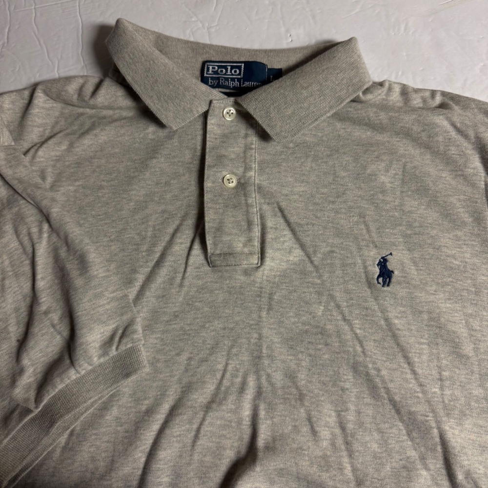 Polo Ralph Lauren Mens Heather Grey Short Sleeve Pony Logo Polo Shirt Large